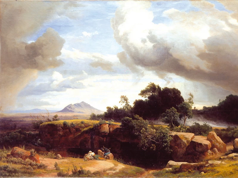1807-Johann Wilhelm Schirmer - La fine del temporale nella Campagna romana, 1858